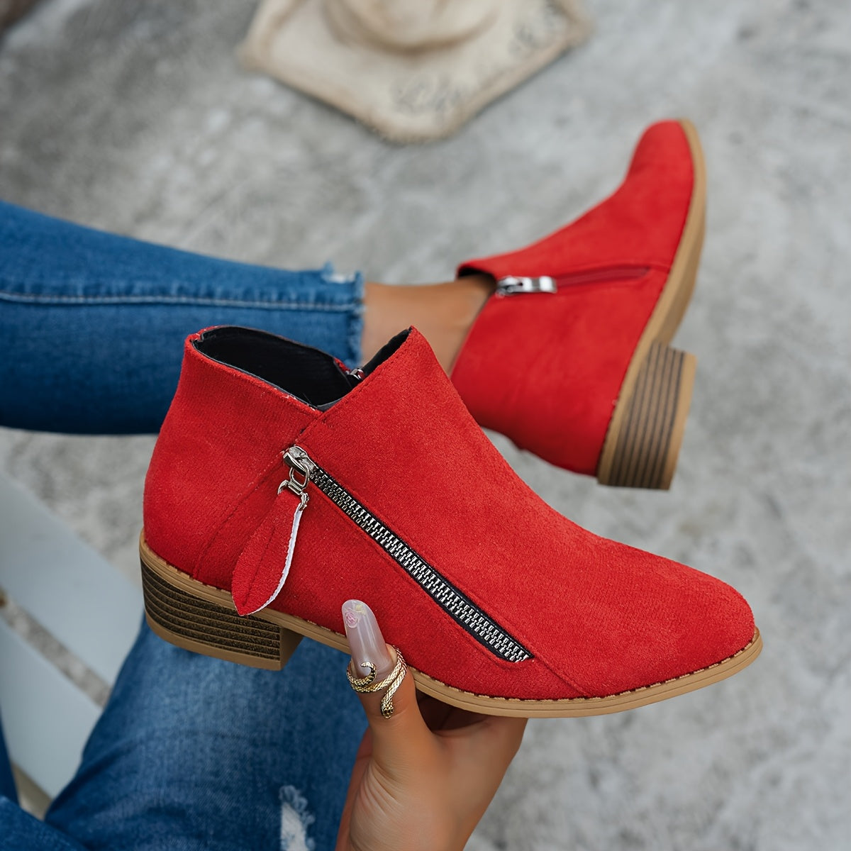 Damen Boots beige figurbetont mit seitlichem Reißverschluss - 9 - Atelier-Zofia