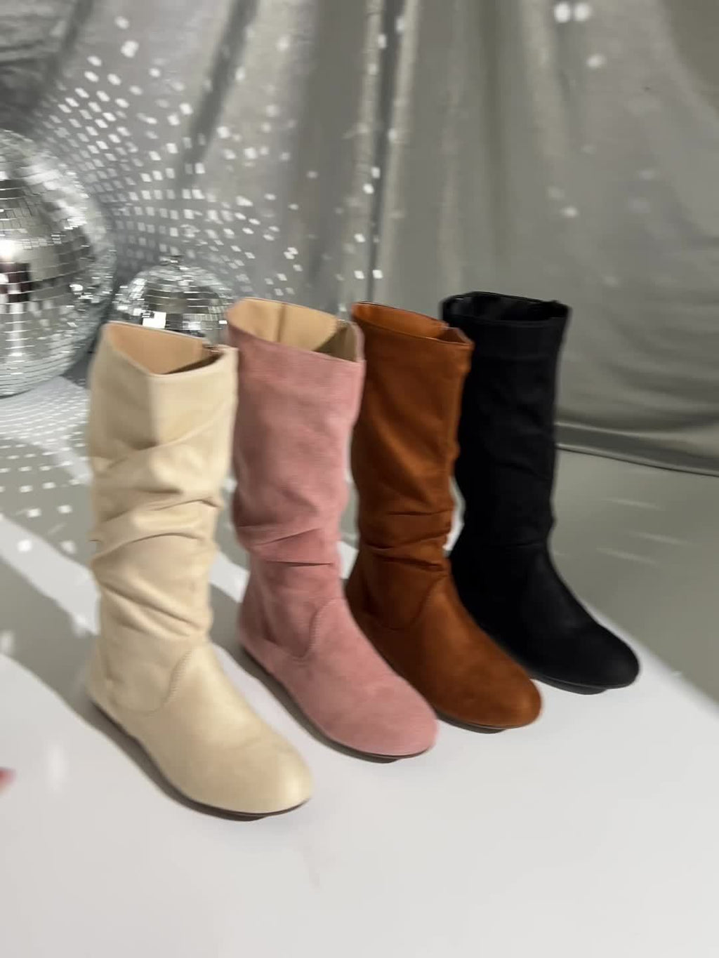 Damenstiefel beige figurbetont mit sanfter Raffung - 14 - Atelier-Zofia
