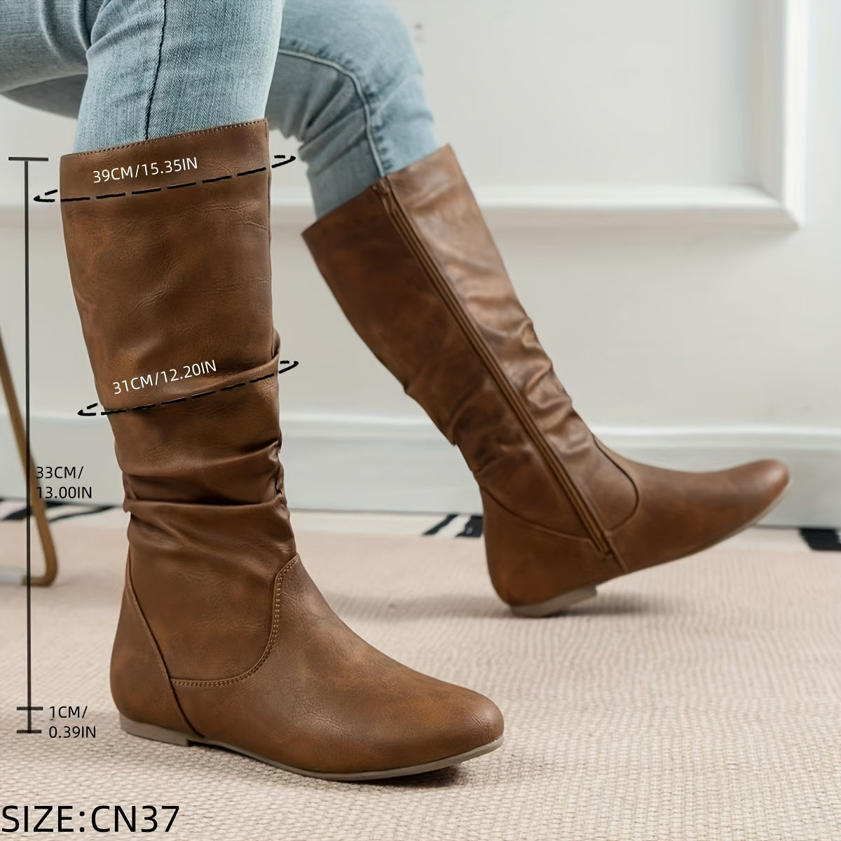 Stiefel Damen schwarz figurbetont mit Reißverschluss - 3 - Atelier-Zofia