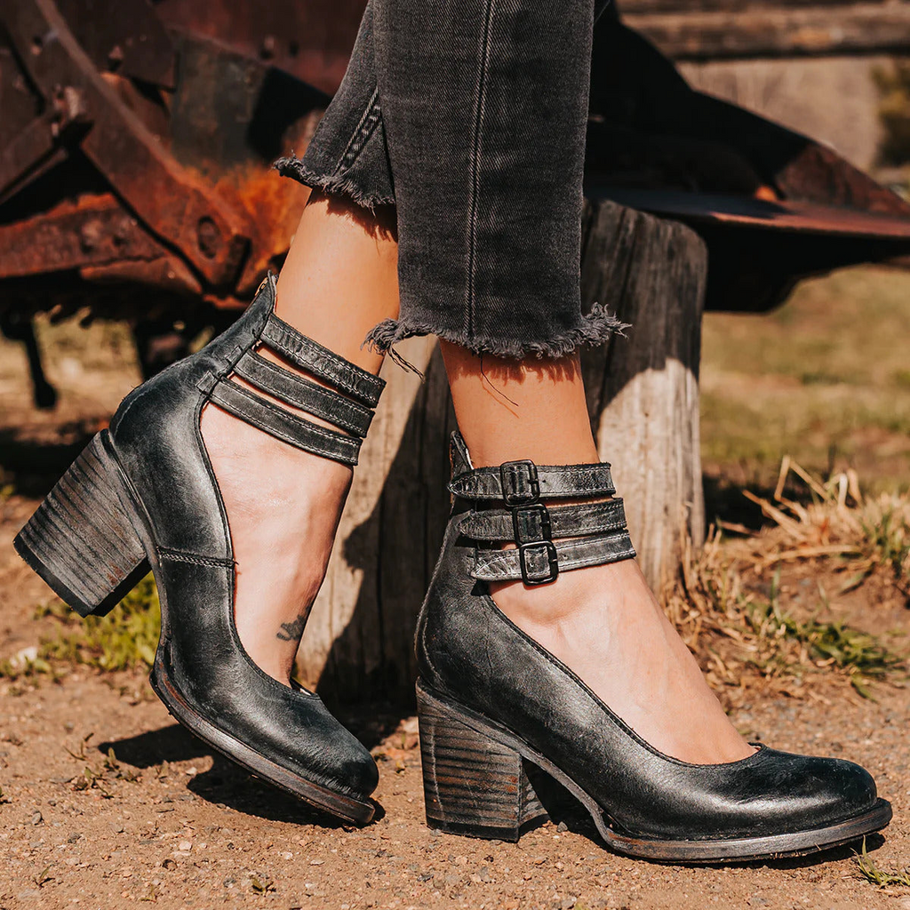 Heels Damen braun mit Blockabsatz und Schnallen - 2 - Atelier-Zofia