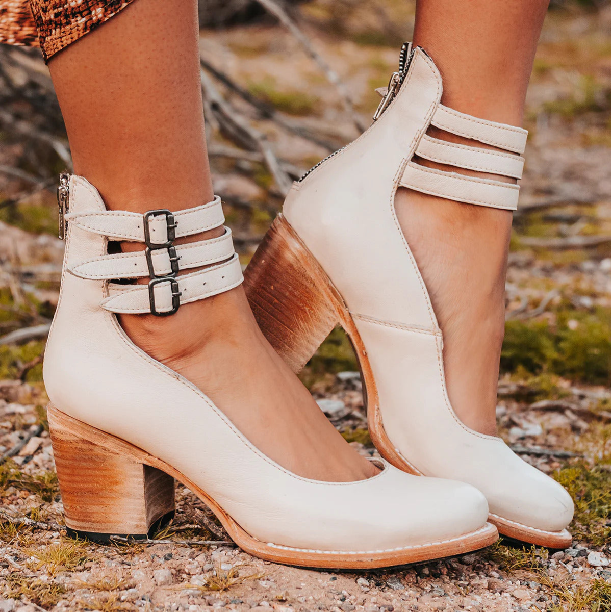 Heels Damen braun mit Blockabsatz und Schnallen - 4 - Atelier-Zofia