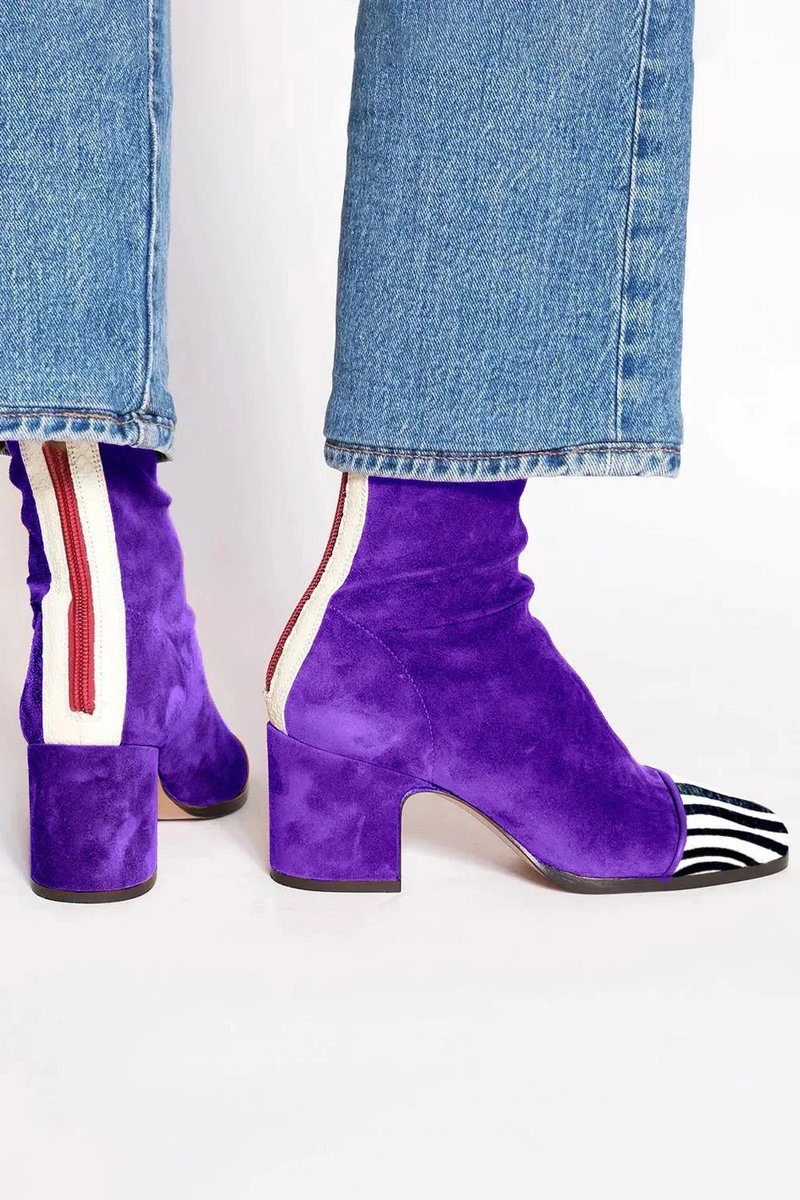 Stiefel Damen braun figurbetont mit Blockabsatz und Leopardenakzenten - 4 - Atelier-Zofia