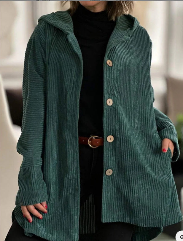 Damen Jacke rosa weit mit Kapuze und Knopfverschluss - 7 - Atelier-Zofia