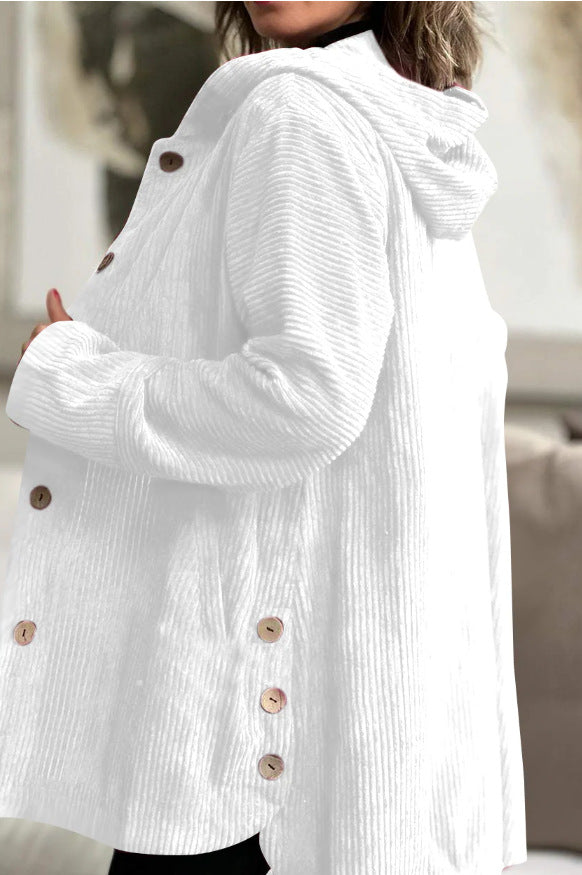 Damen Jacke rosa weit mit Kapuze und Knopfverschluss - 8 - Atelier-Zofia