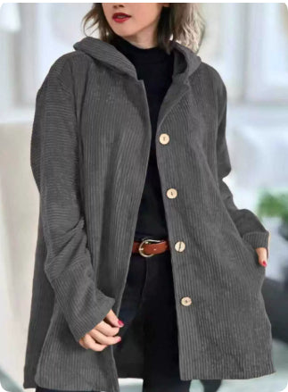 Damen Jacke rosa weit mit Kapuze und Knopfverschluss - 9 - Atelier-Zofia