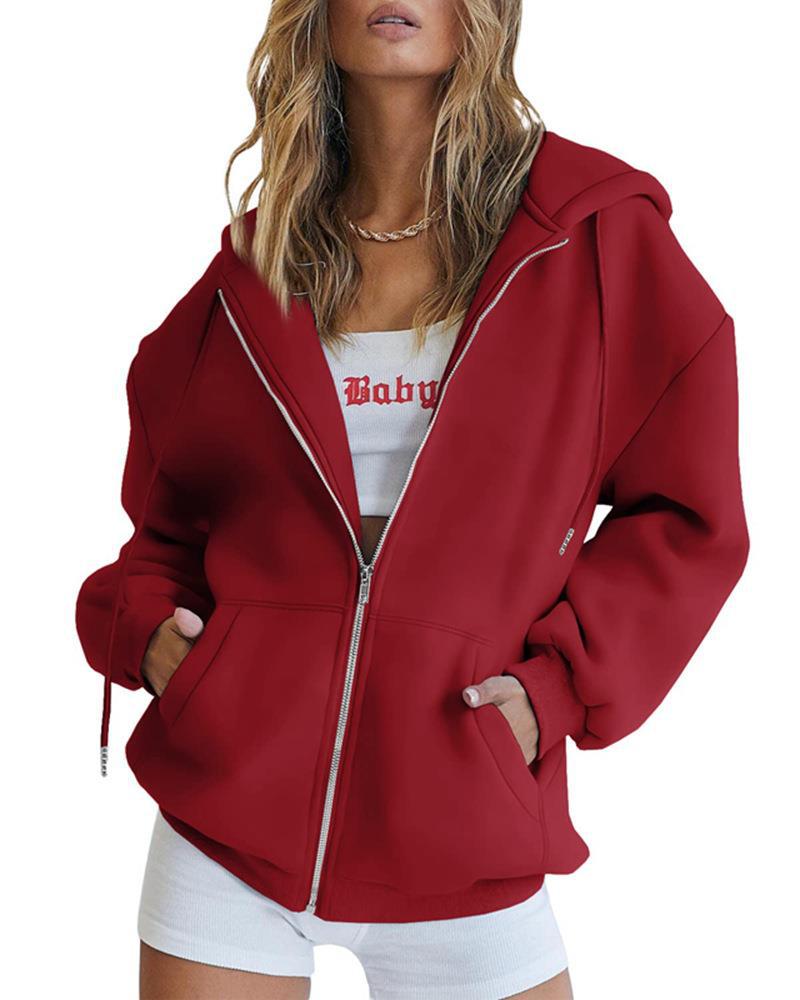 Hoodie Damen lila lässig mit Reißverschluss und Kapuze - 4 - Atelier-Zofia