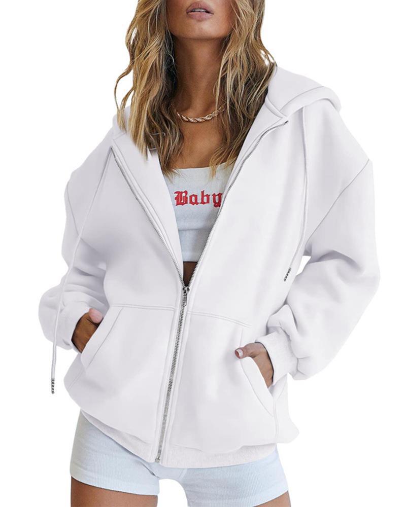 Hoodie Damen lila lässig mit Reißverschluss und Kapuze - 6 - Atelier-Zofia