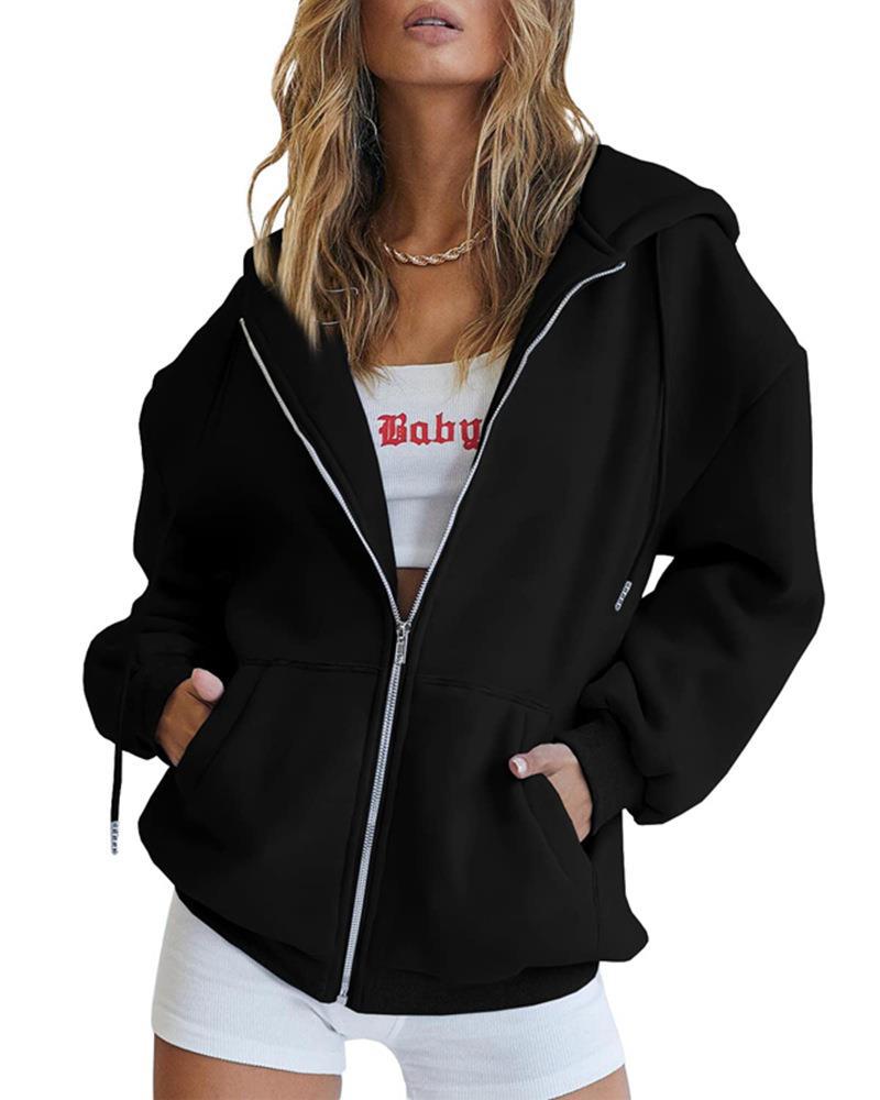 Hoodie Damen lila lässig mit Reißverschluss und Kapuze - 7 - Atelier-Zofia