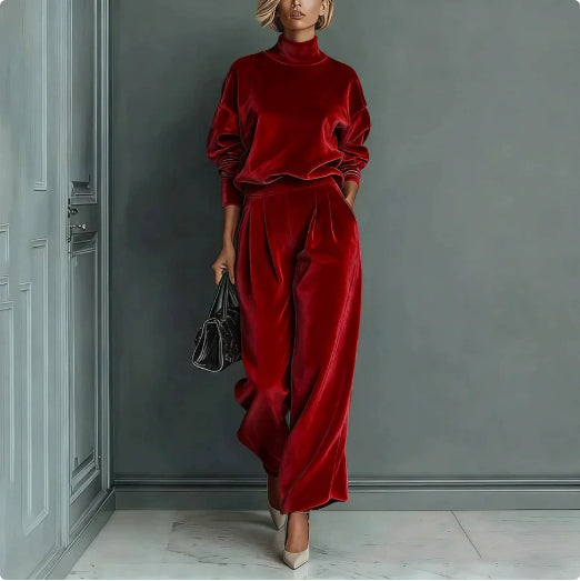 Outfit Damen blau weit geschnitten mit hohem Kragen - 5 - Atelier-Zofia