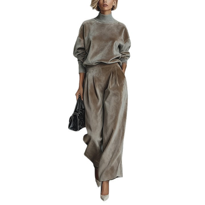 Outfit Damen blau weit geschnitten mit hohem Kragen - 7 - Atelier-Zofia
