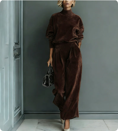 Outfit Damen blau weit geschnitten mit hohem Kragen - 9 - Atelier-Zofia
