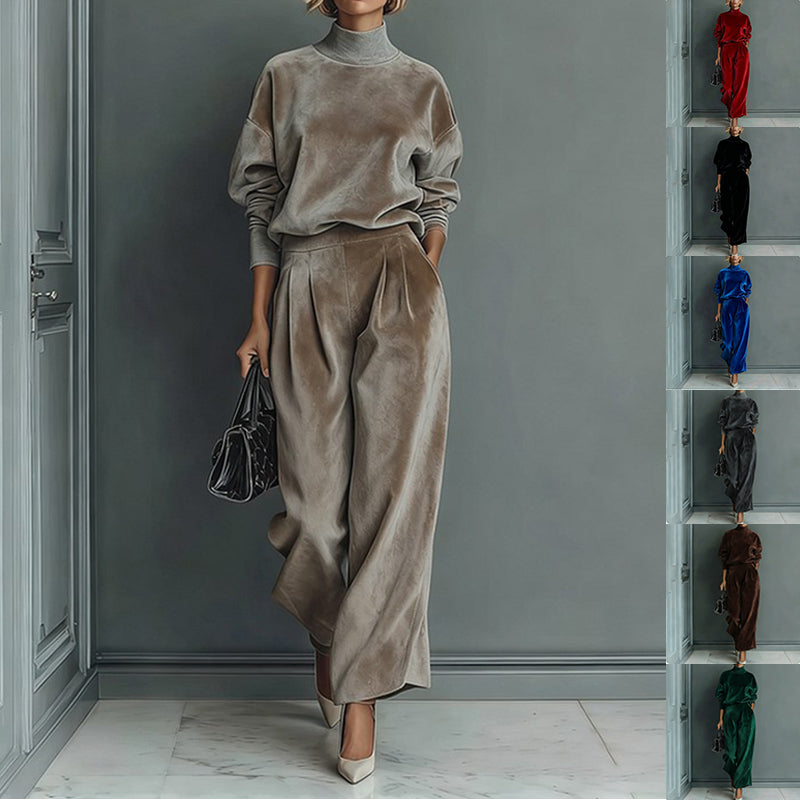 Outfit Damen blau weit geschnitten mit hohem Kragen - 11 - Atelier-Zofia