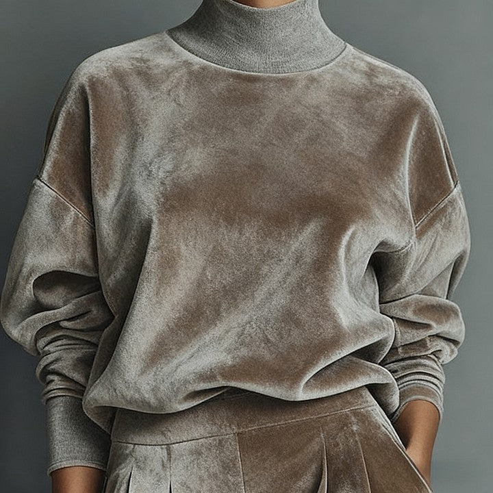 Outfit Damen blau weit geschnitten mit hohem Kragen - 12 - Atelier-Zofia