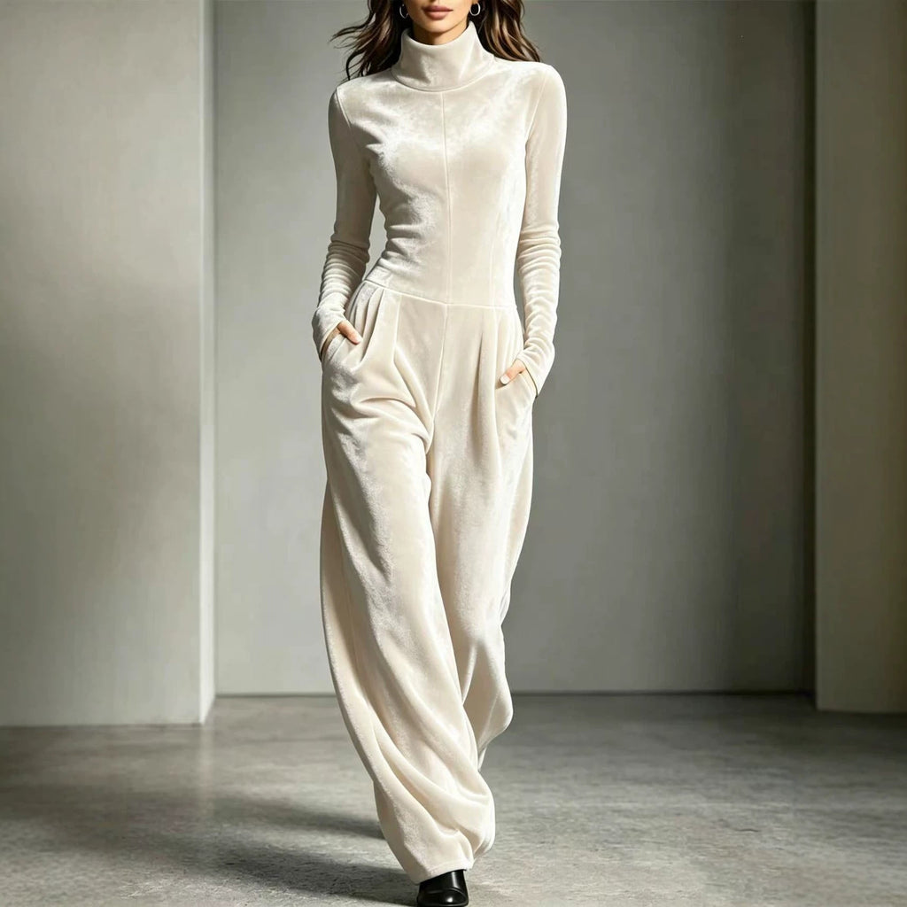 Damen Jumpsuit rot weit geschnitten mit Stehkragen - 1 - Atelier-Zofia
