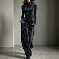 Damen Jumpsuit rot weit geschnitten mit Stehkragen - 2 - Atelier-Zofia