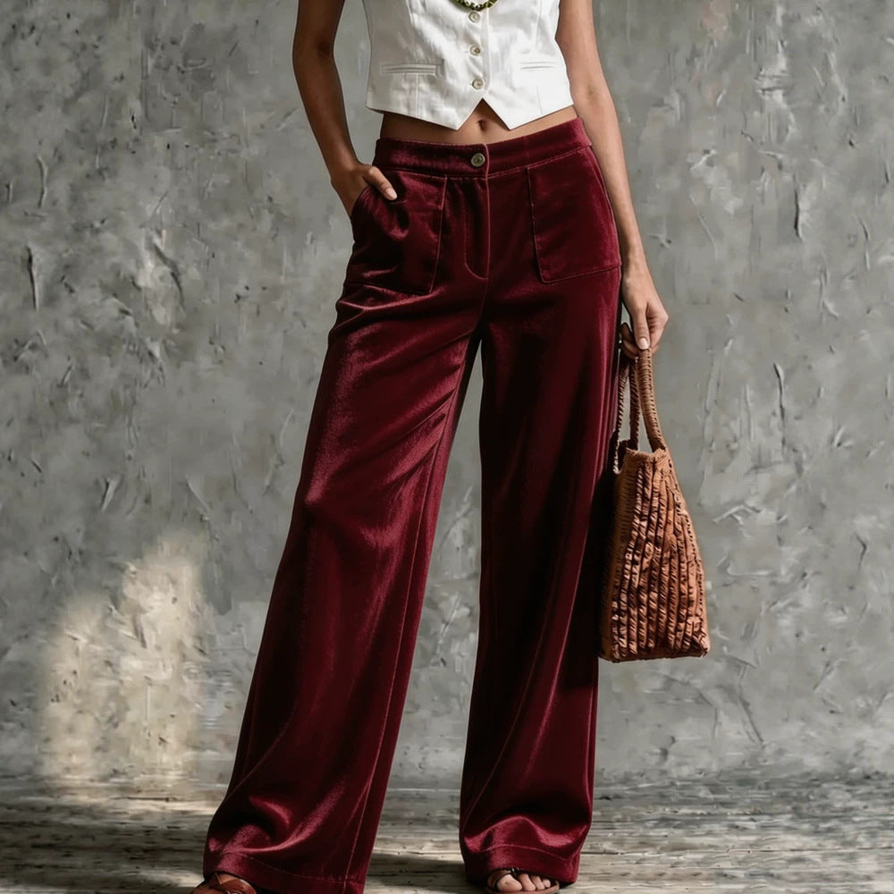 Hosen Damen schwarz weit geschnitten mit Taschen - 1 - Atelier-Zofia