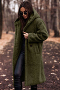 Damen Mantel beige lässiger Schnitt mit Kapuze - 2 - Atelier-Zofia