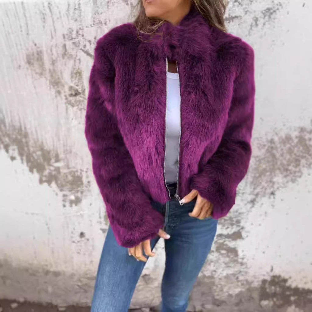 Damen Jacke schwarz figurbetont mit Stehkragen und Reißverschluss - 5 - Atelier-Zofia