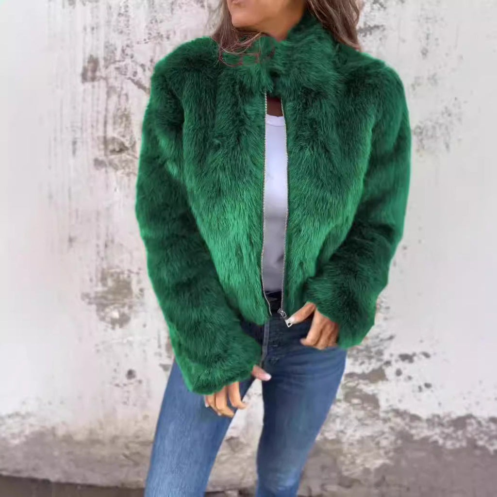 Damen Jacke schwarz figurbetont mit Stehkragen und Reißverschluss - 6 - Atelier-Zofia
