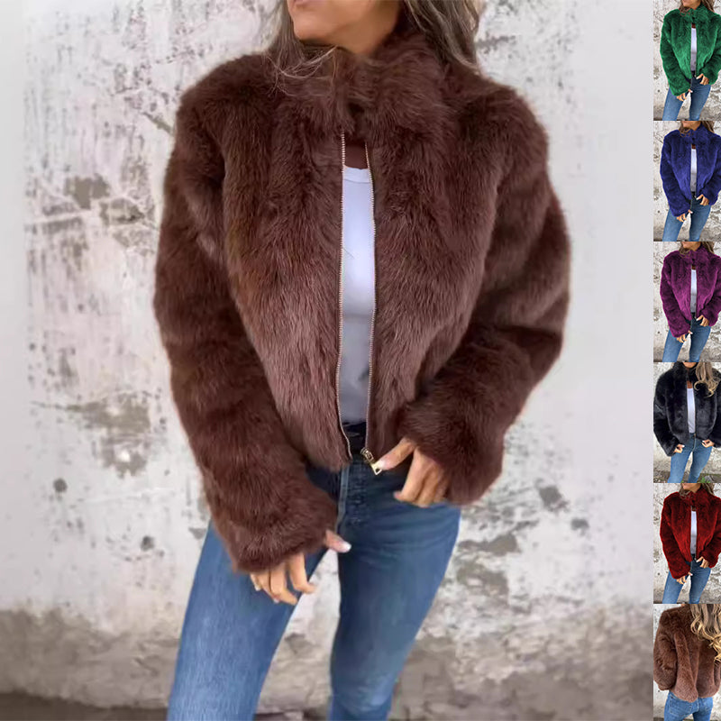 Damen Jacke schwarz figurbetont mit Stehkragen und Reißverschluss - 7 - Atelier-Zofia