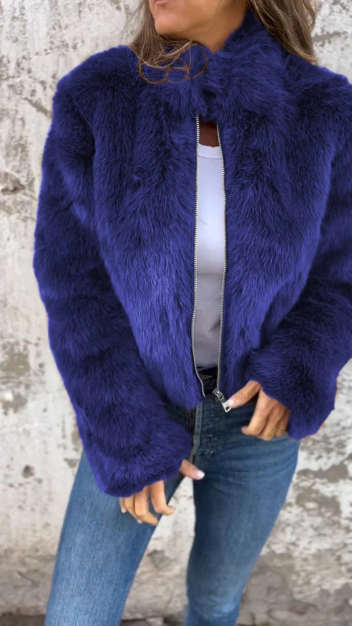 Damen Jacke schwarz figurbetont mit Stehkragen und Reißverschluss - 9 - Atelier-Zofia