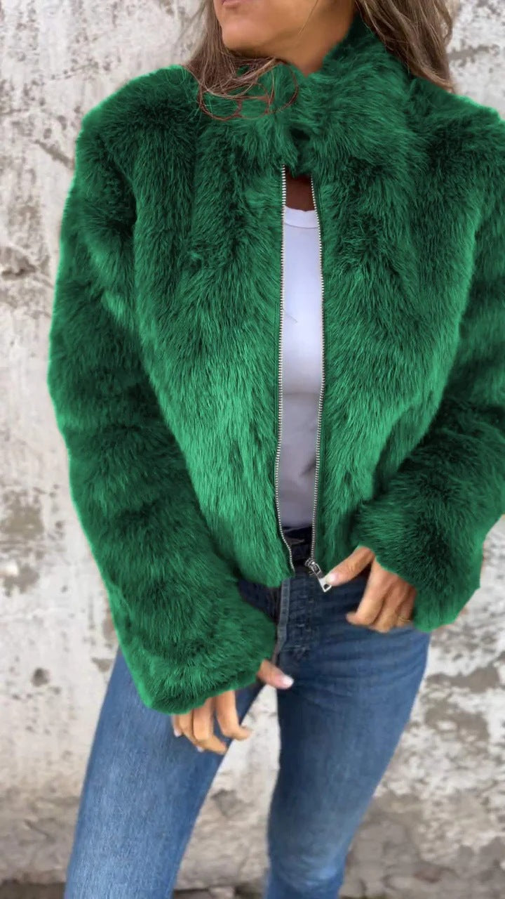 Damen Jacke schwarz figurbetont mit Stehkragen und Reißverschluss - 12 - Atelier-Zofia