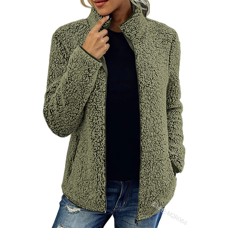 Damen Fleecejacke rot tailliert mit Stehkragen - 4 - Atelier-Zofia