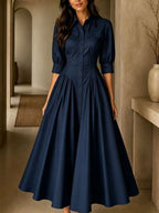 Maxikleid Damen schwarz figurbetont mit V-Ausschnitt und kurzen Ärmeln - 5 - Atelier-Zofia
