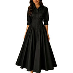Maxikleid Damen schwarz figurbetont mit V-Ausschnitt und kurzen Ärmeln - 9 - Atelier-Zofia