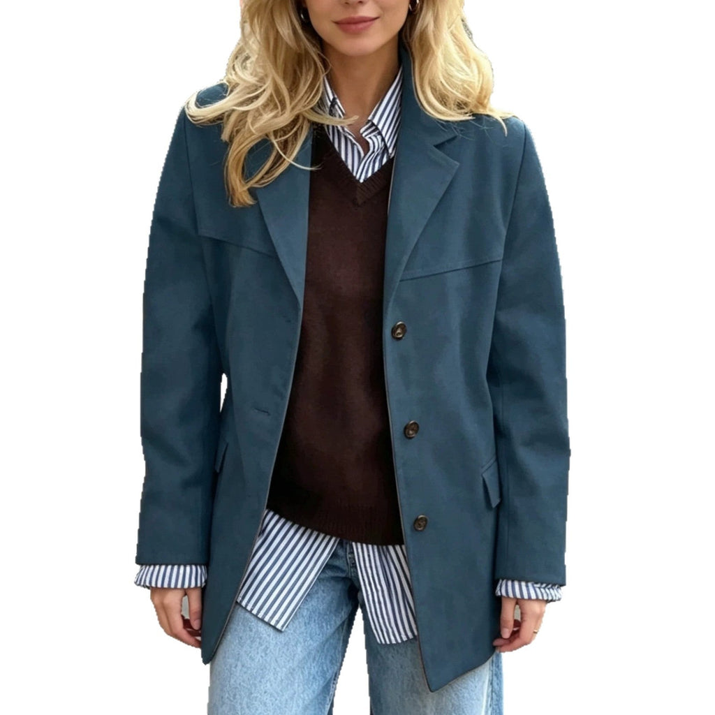 Blazer Damen schwarz locker geschnitten mit Knopfdesign - 8 - Atelier-Zofia