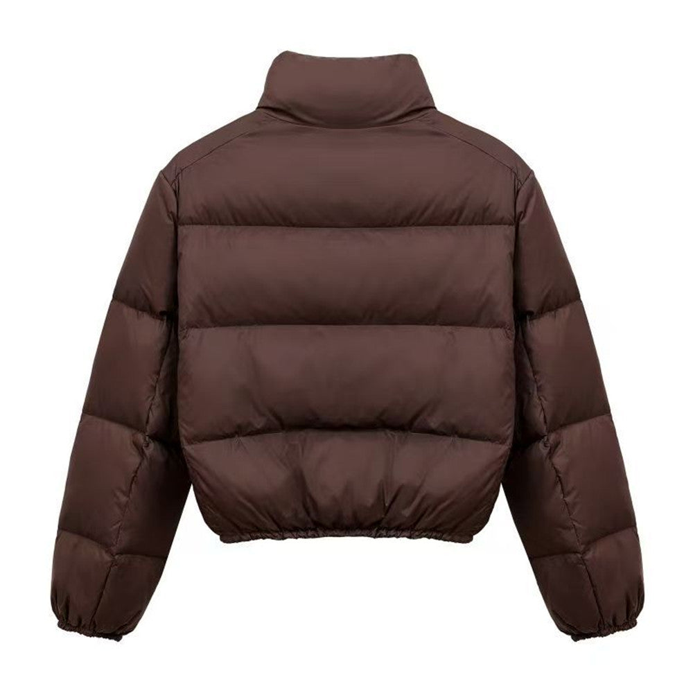 Daunenjacke Damen schwarz kurz geschnitten mit Stehkragen - 1 - Atelier-Zofia