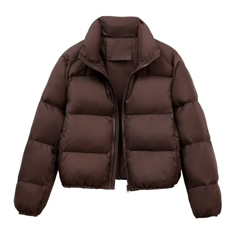 Daunenjacke Damen schwarz kurz geschnitten mit Stehkragen - 2 - Atelier-Zofia