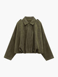 Damen Jacke olivgrün oversized mit cropped Schnitt - 1 - Atelier-Zofia