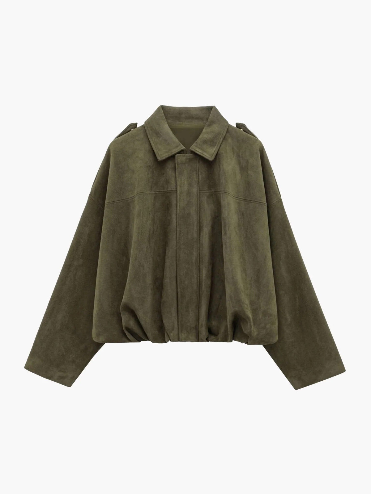 Damen Jacke olivgrün oversized mit cropped Schnitt - 1 - Atelier-Zofia