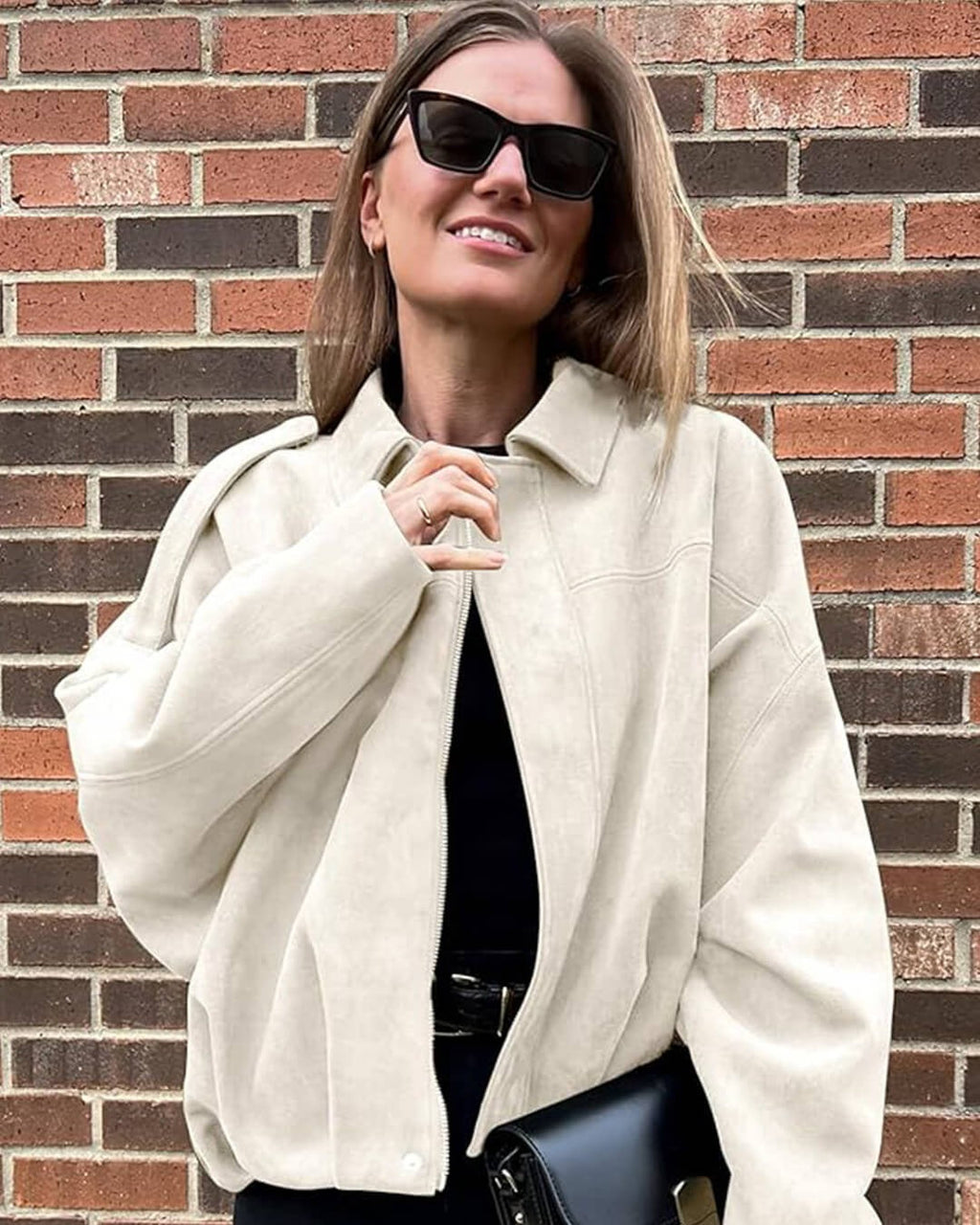 Damen Jacke olivgrün oversized mit cropped Schnitt - 15 - Atelier-Zofia