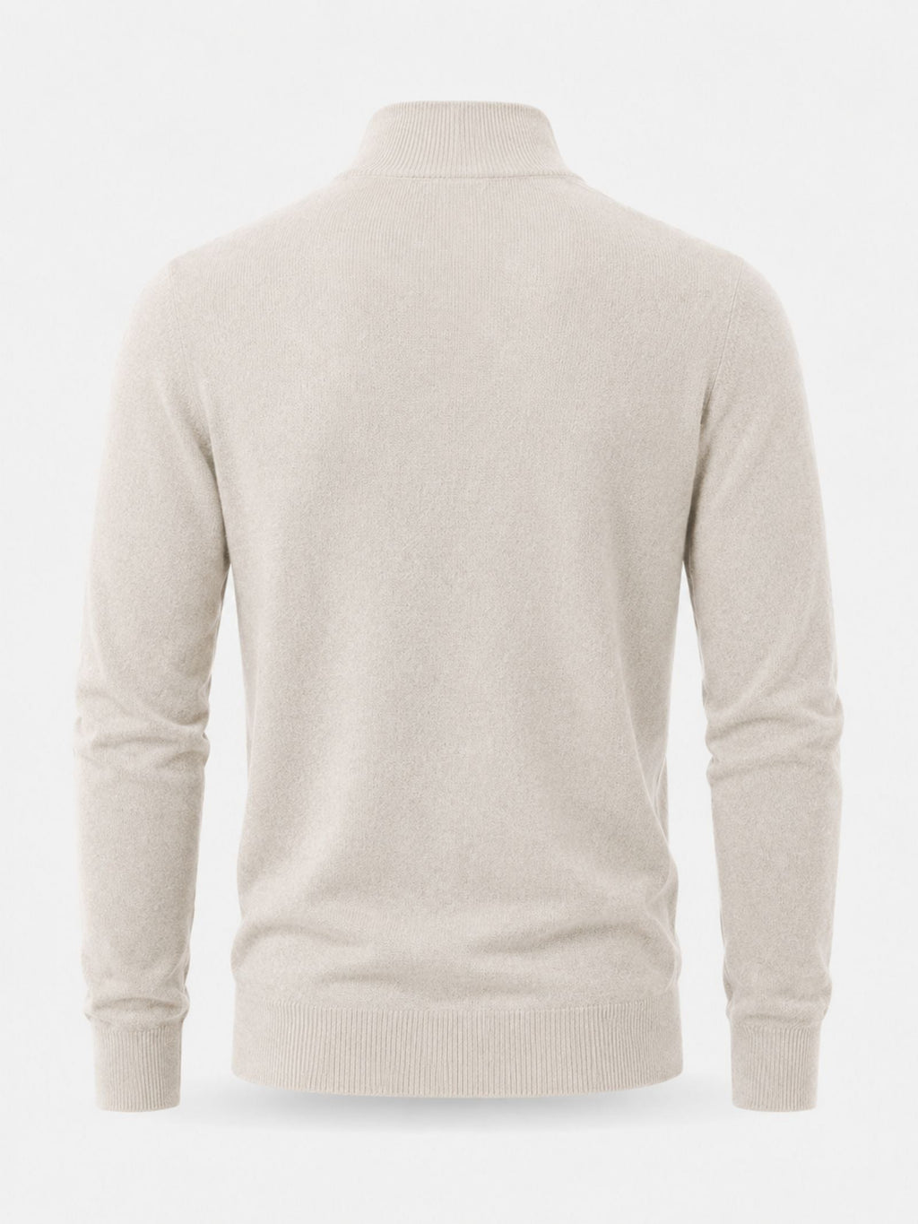 Pullover Herren beige figurbetont mit Halbzip-Kragen - 6 - Atelier-Zofia