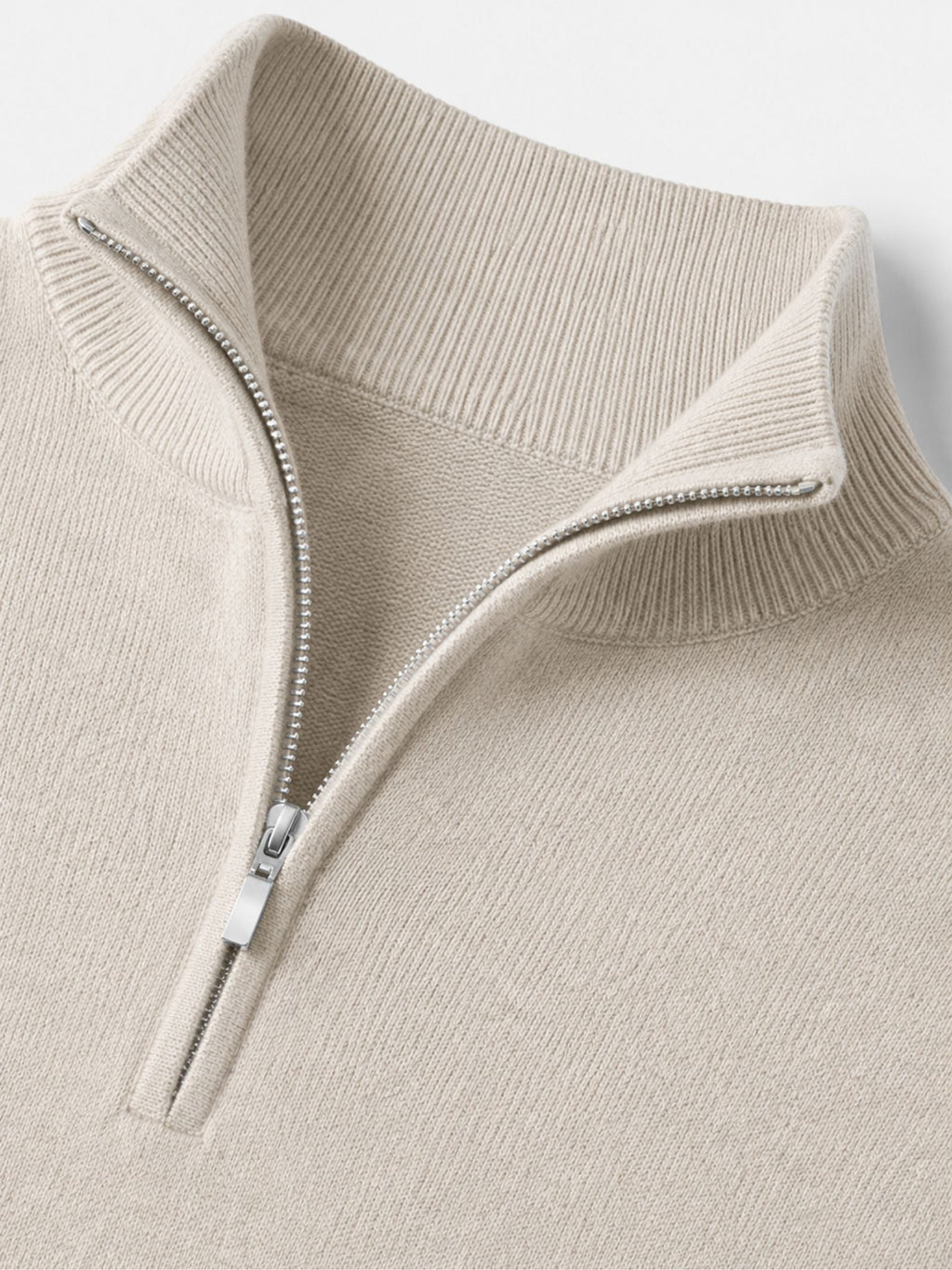 Pullover Herren beige figurbetont mit Halbzip-Kragen - 7 - Atelier-Zofia
