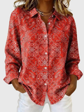 Bluse Damen grün tailliert mit Paisleymuster - 3 - Atelier-Zofia
