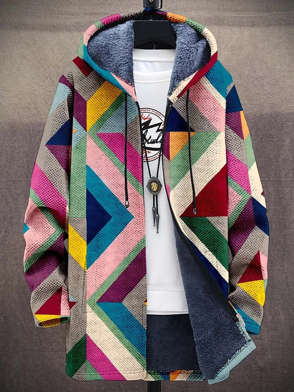 Jacke Damen bunt tailliert mit Kapuze und geometrischem Design - 1 - Atelier-Zofia