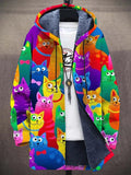 Hoodie Damen bunt mit Katzenmuster und praktischer Kapuze - 1 - Atelier-Zofia
