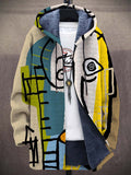 Jacket Men mit Kunstmotiv und Kapuze in Beige - 1 - Atelier-Zofia