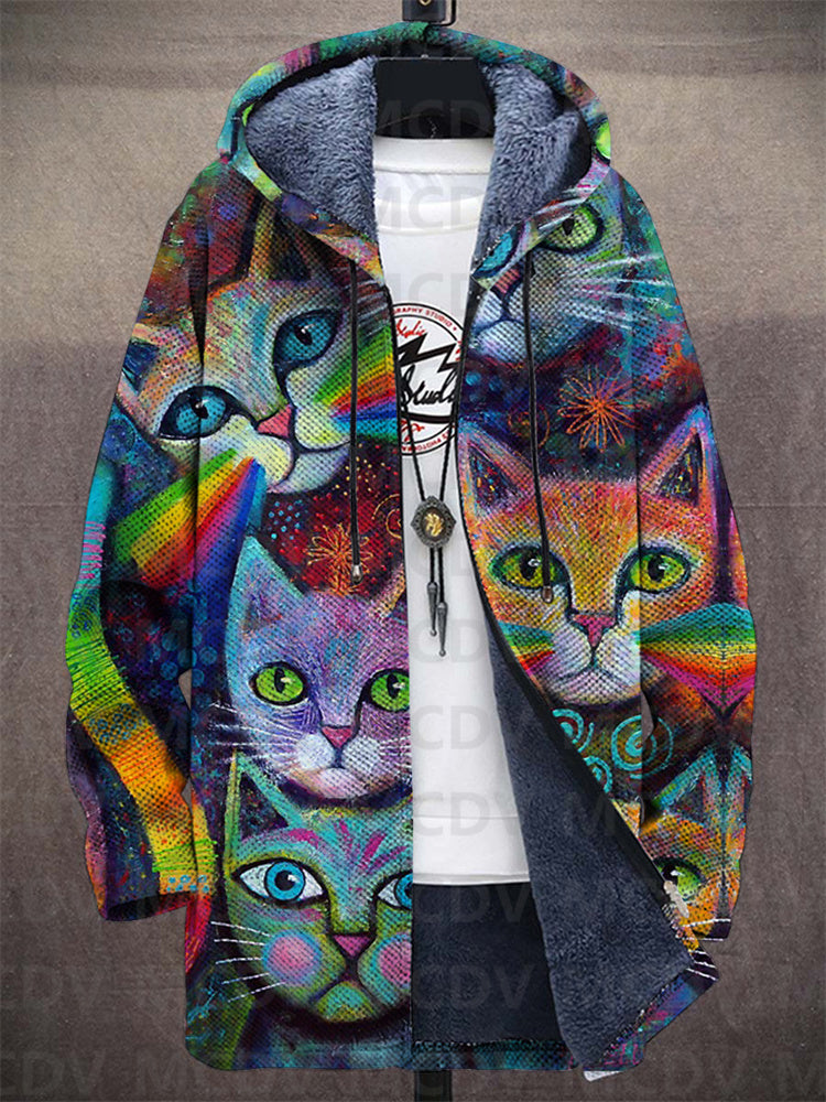 Hoodie Damen bunt figurbetont mit Katzenmotiven - 1 - Atelier-Zofia
