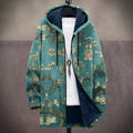 Jacke Herren blau mit Kapuze und floralem Muster - 1 - Atelier-Zofia
