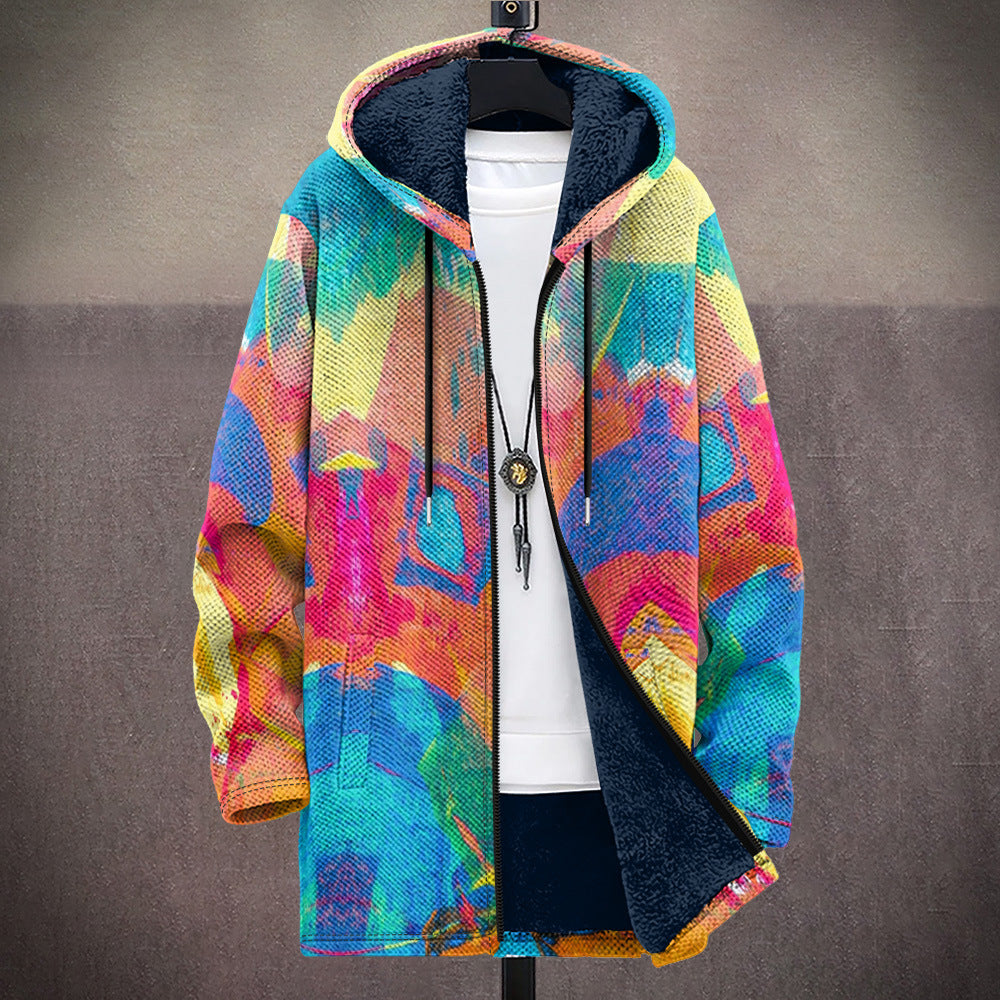 Jacket Men bunt lässig mit Kapuze und lockerer Passform - 1 - Atelier-Zofia