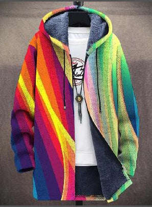 Jacke Herren bunt mit Kapuze und lockerer Passform - 1 - Atelier-Zofia
