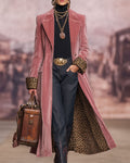 Mantel Damen rosa figurbetont mit Leo-Details - 2 - Atelier-Zofia