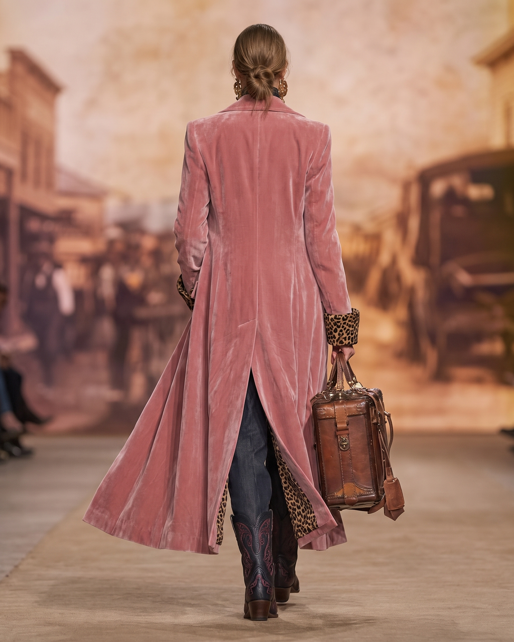 Mantel Damen rosa figurbetont mit Leo-Details - 3 - Atelier-Zofia