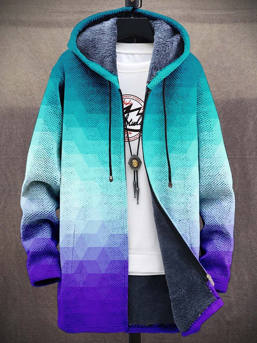 Hoodie Herren schwarz-blau tailliert mit Kapuze und Farbverlauf - 1 - Atelier-Zofia