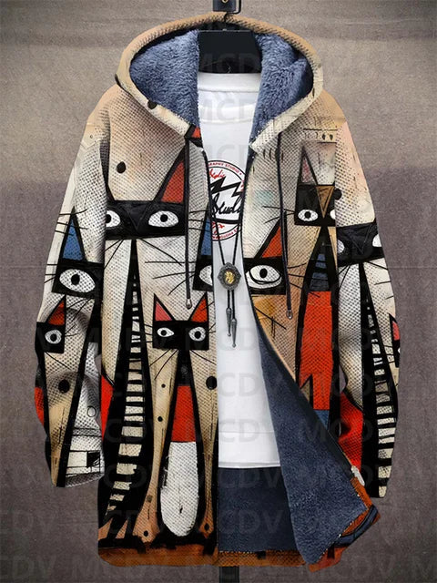 Jacke Herren bunt lässig mit Kapuze und einzigartigem Design - 1 - Atelier-Zofia