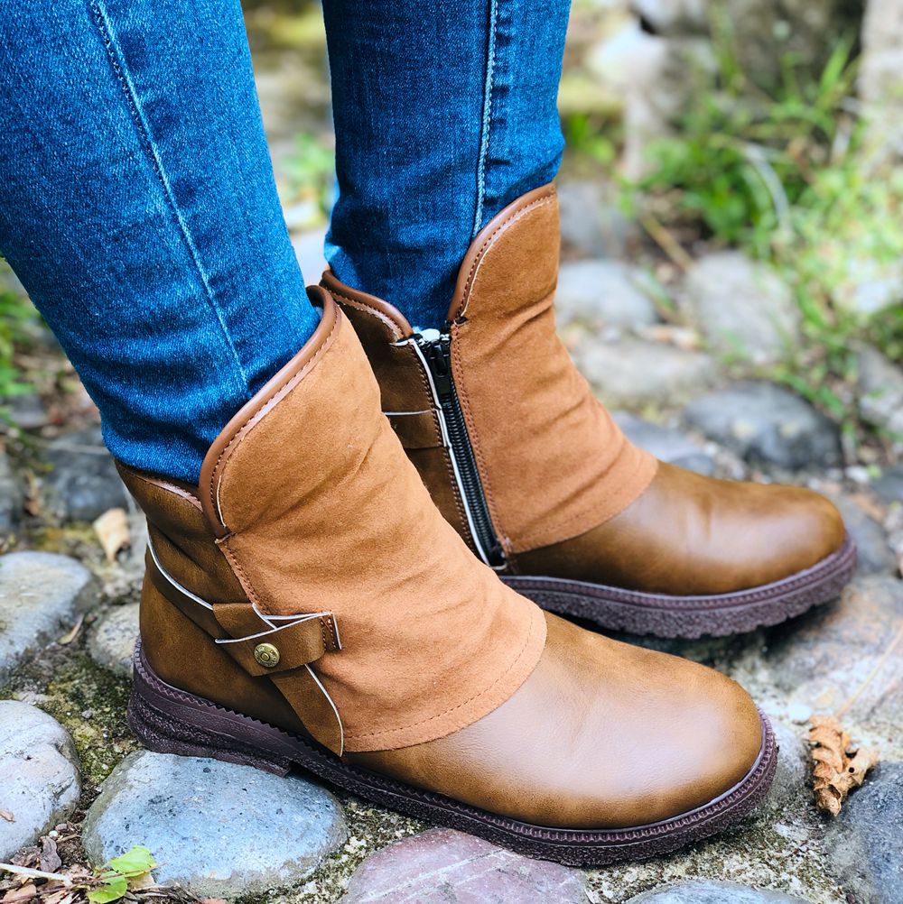 Damenstiefel im lässigen Schnitt mit verstellbarem Riemen - 5 - Atelier-Zofia